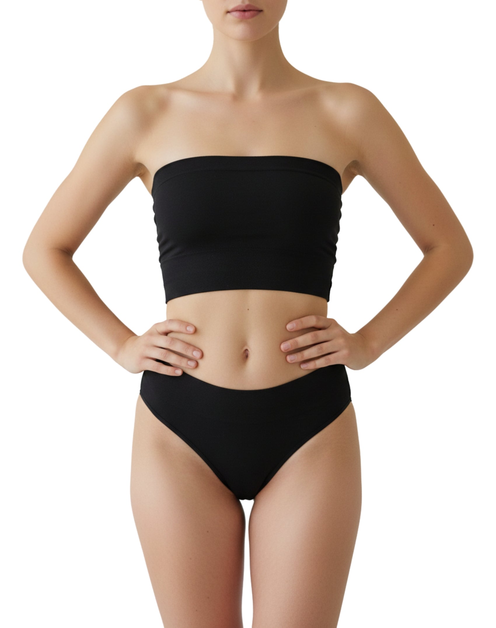Tanga lisa con pretina de pique