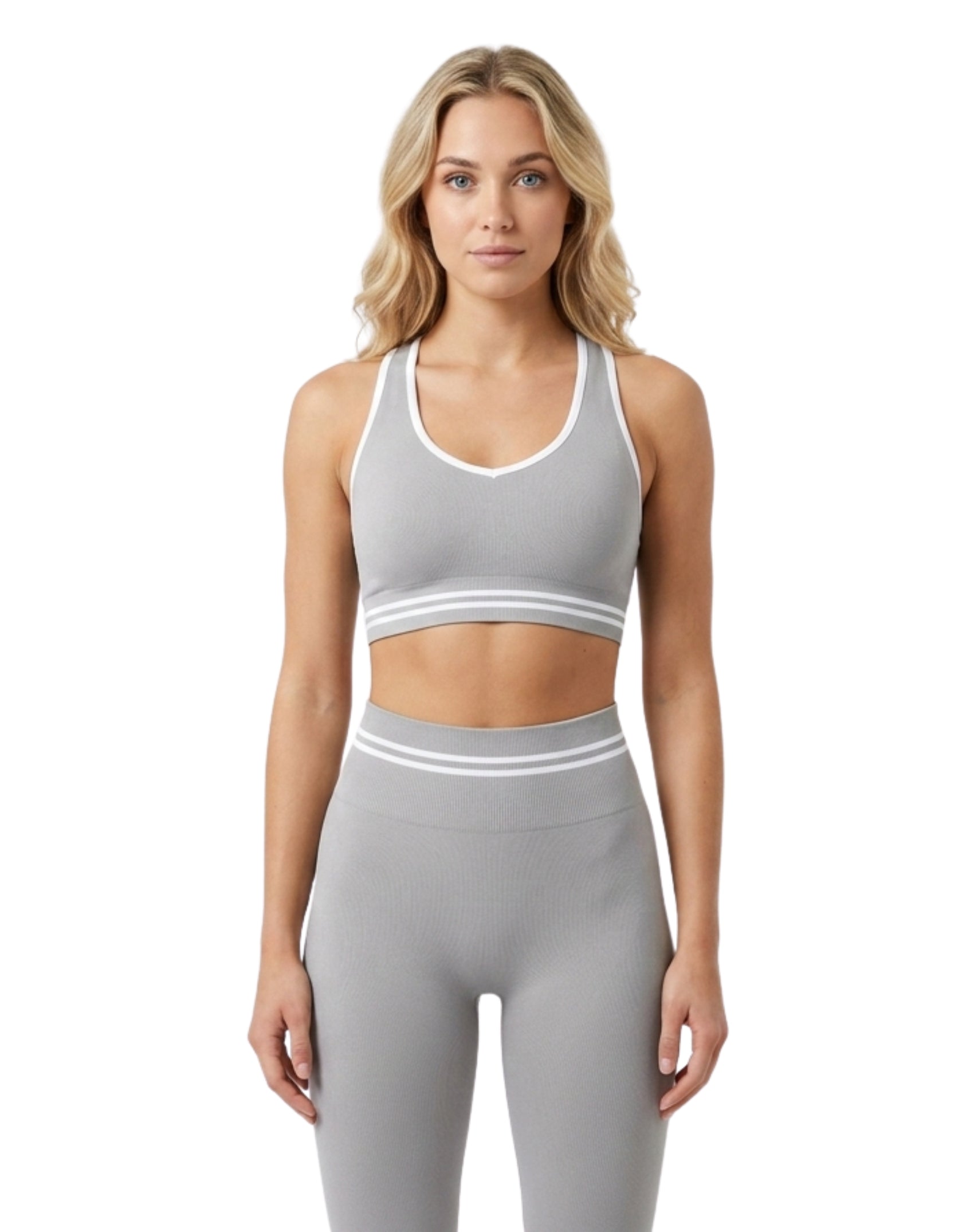 Conjunto deportivo de diseño trazado y líneas legging + top