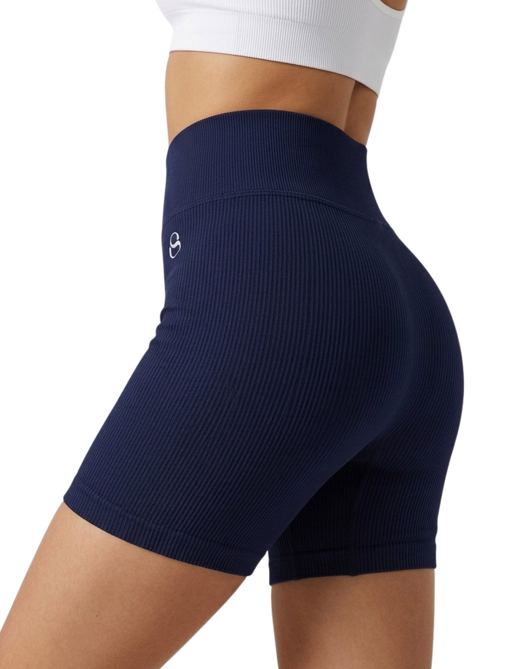 Short corto acanalado pretina en v