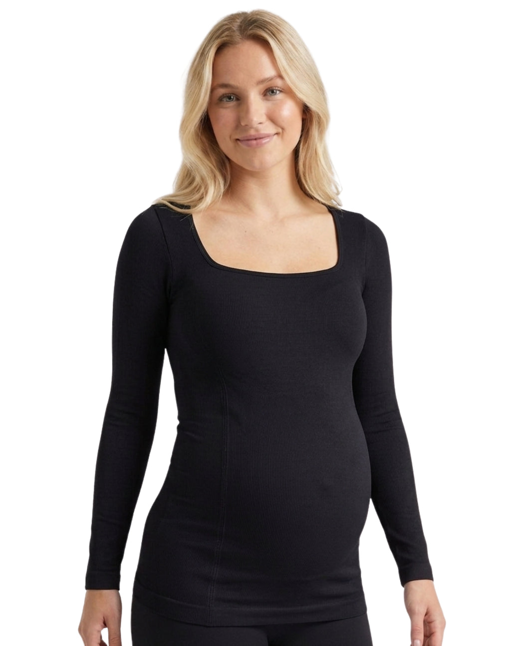 Blusa manga larga cuello cuadrado de maternidad