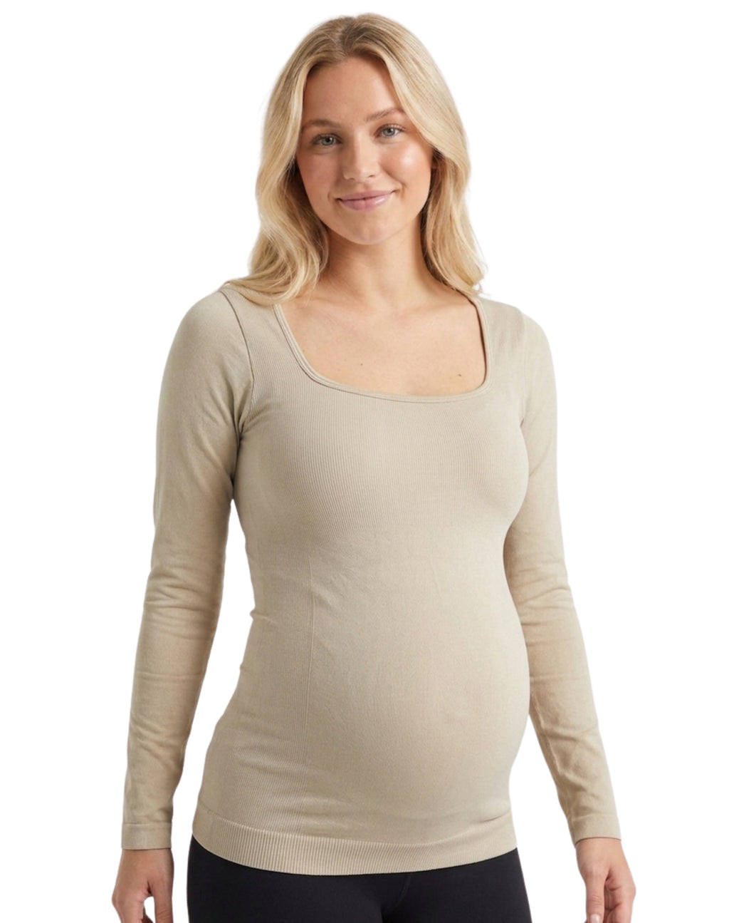 Blusa manga larga cuello cuadrado de maternidad