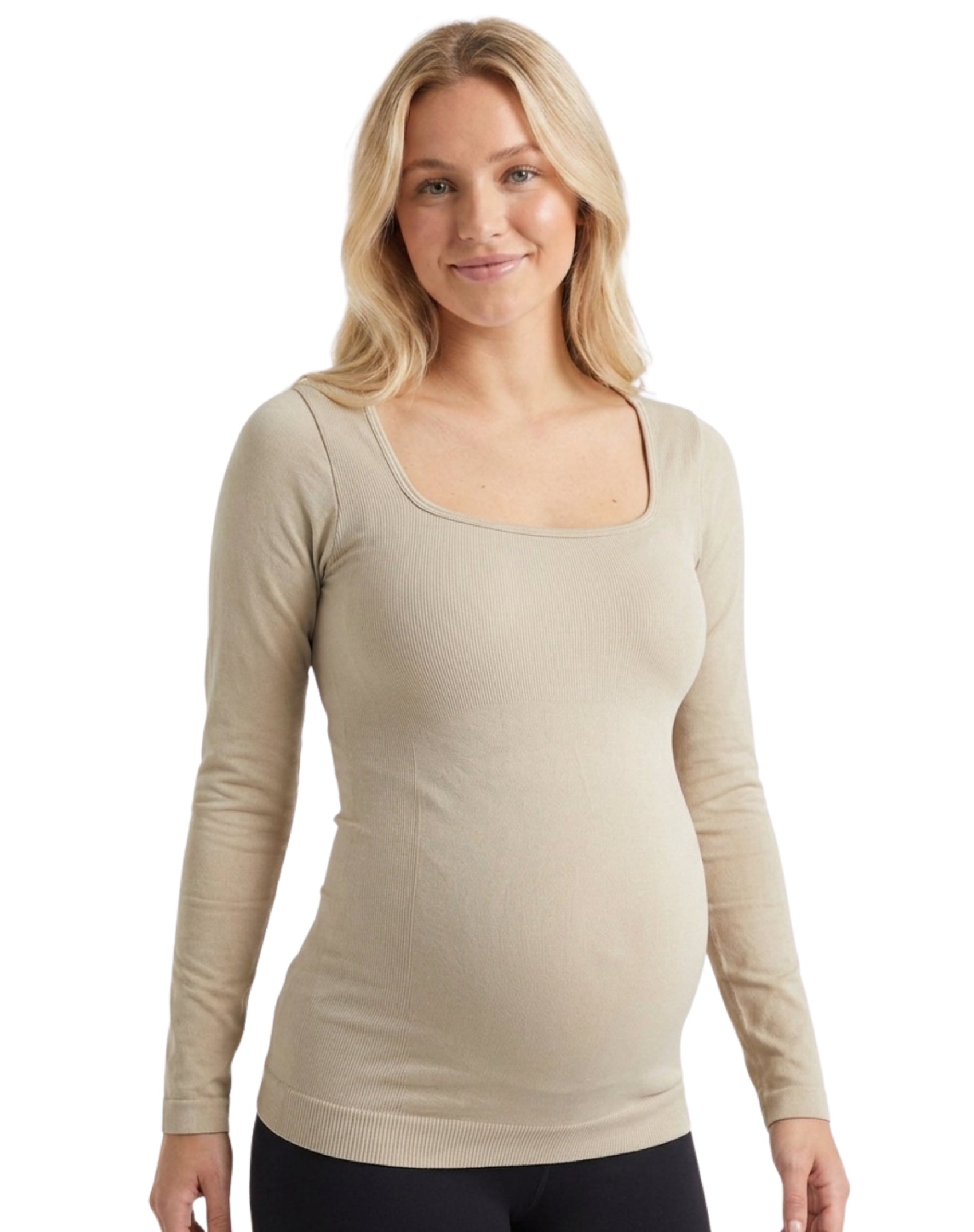 Blusa manga larga cuello cuadrado de maternidad