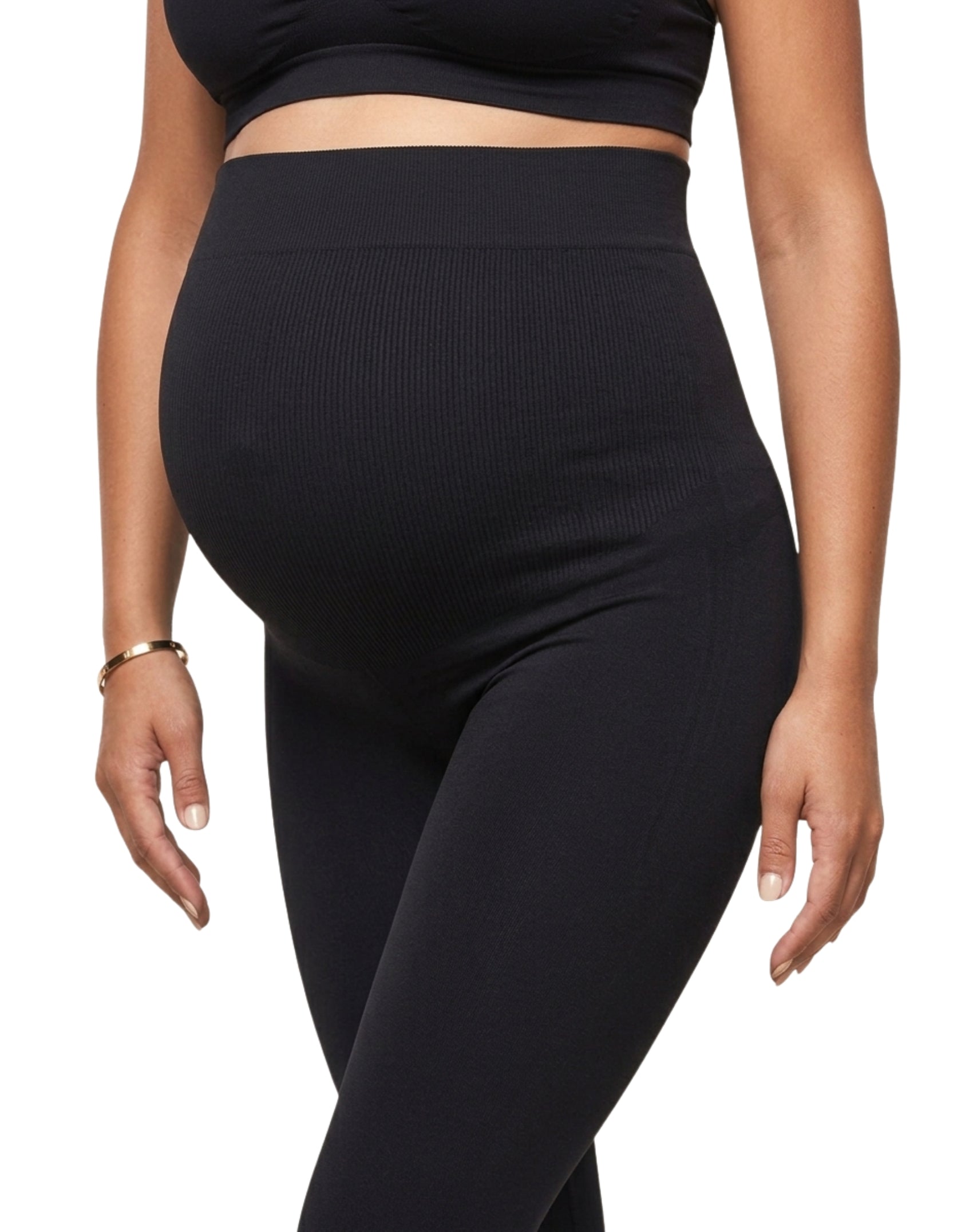 Legging de maternidad con vientre acanalado