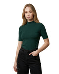 Blusa manga corta con cuello alto