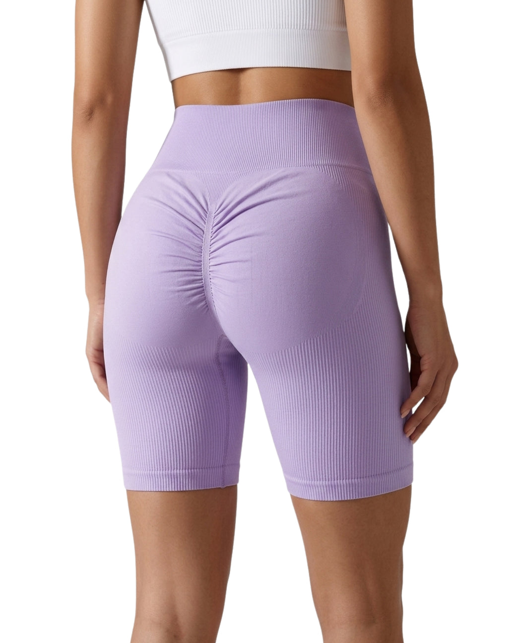 Short largo acanalado con pompi lisa
