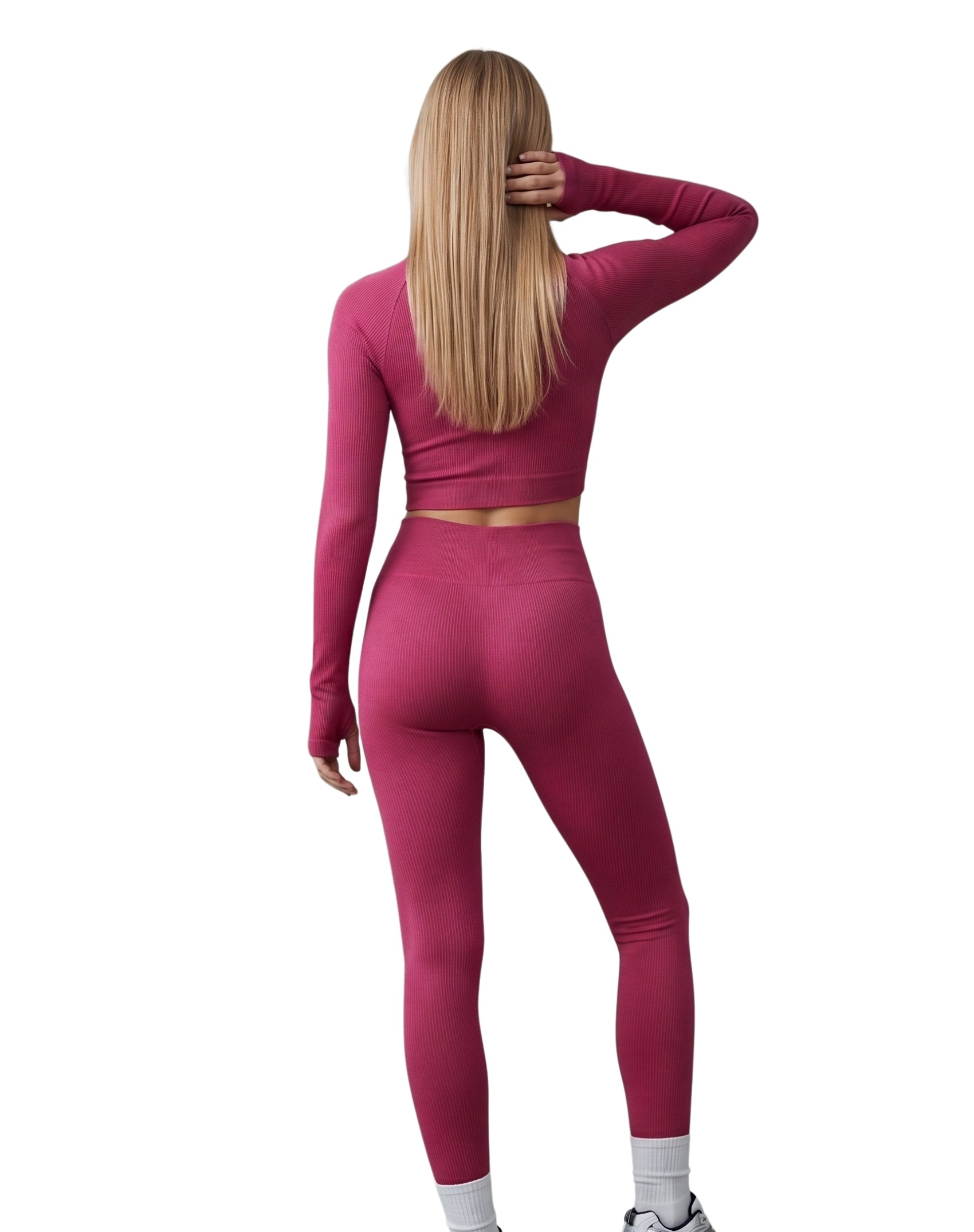 Conjunto canalé manga larga y legging sin push up