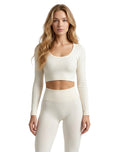 Conjunto legging pique + crop top canalé manga larga