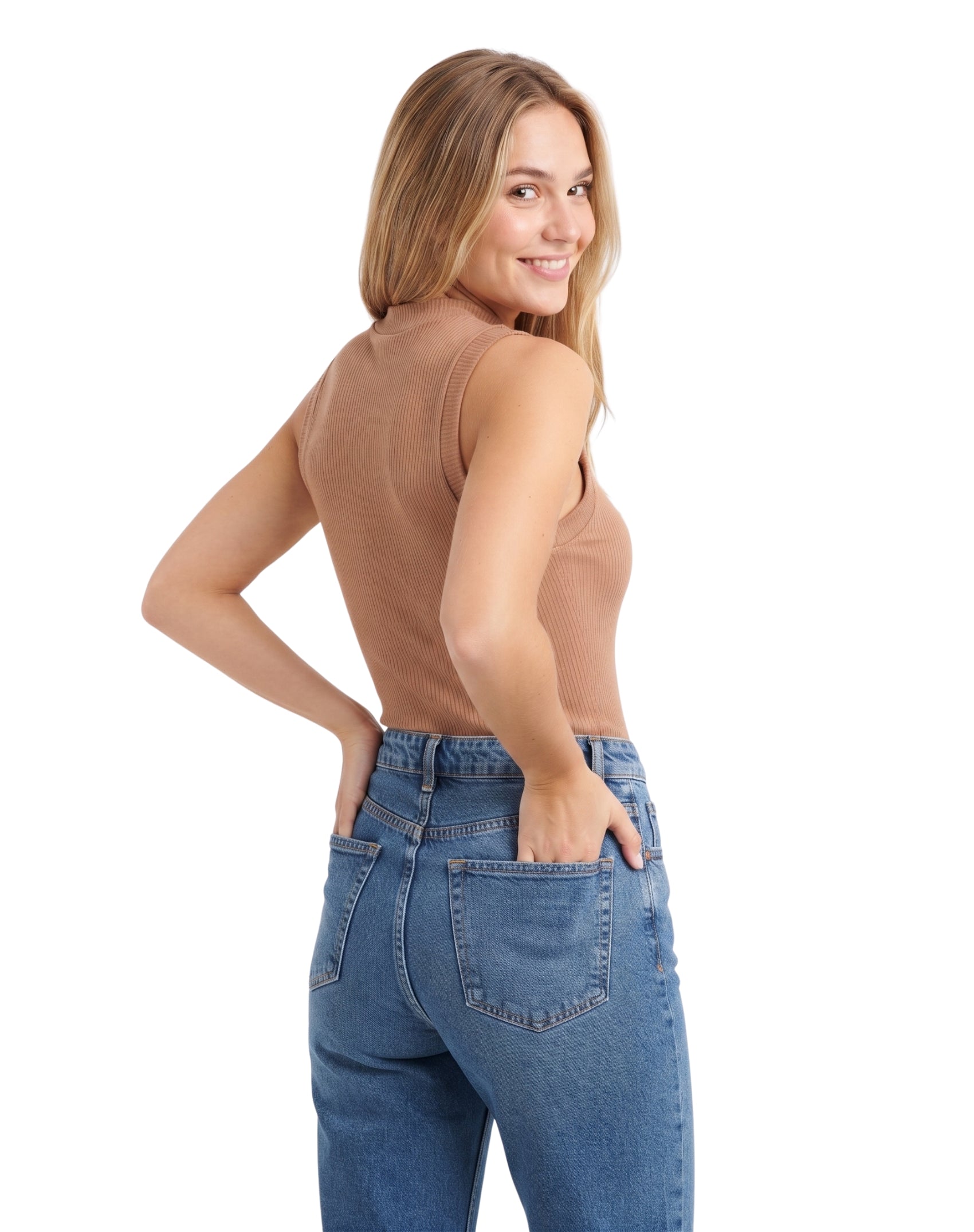 Blusa canalé sisada con líneas cruzadas en frente