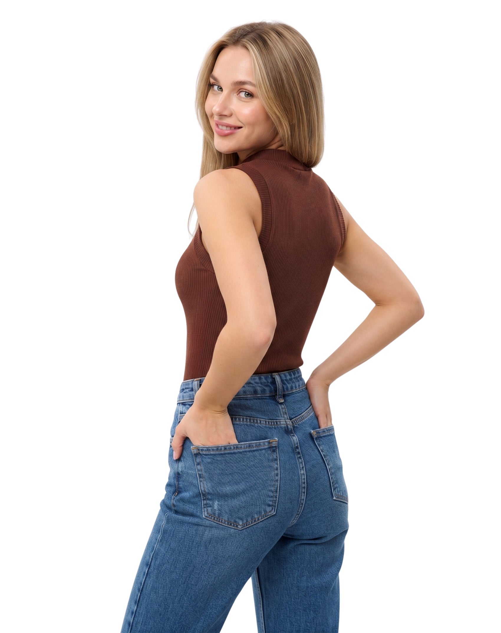 Blusa canalé sisada con líneas cruzadas en frente