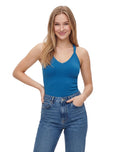 Blusa halter con contorno canalé