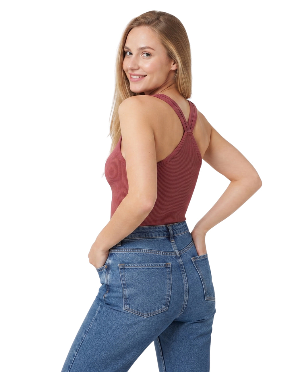 Blusa halter con contorno canalé