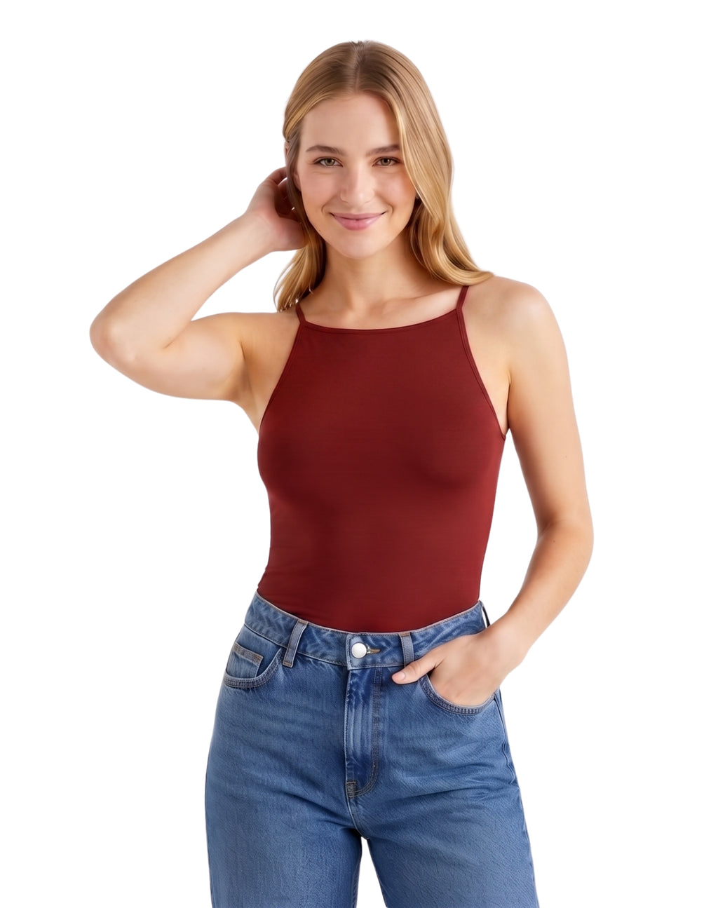 Blusa escote alto de tirante