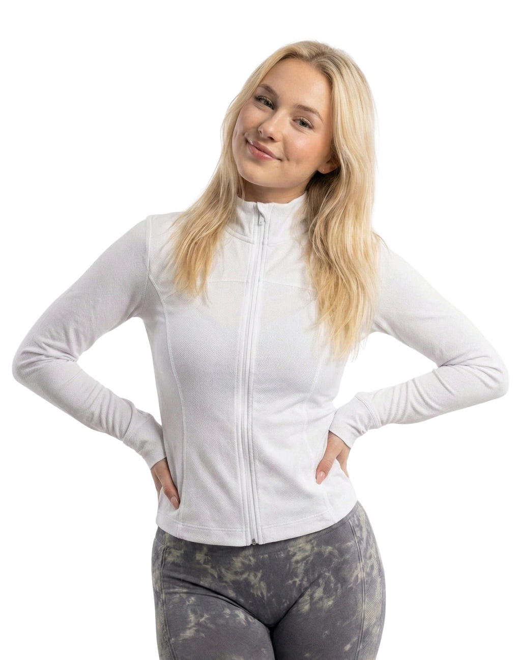 Chamarra deportiva cuello alto con diseño de línea