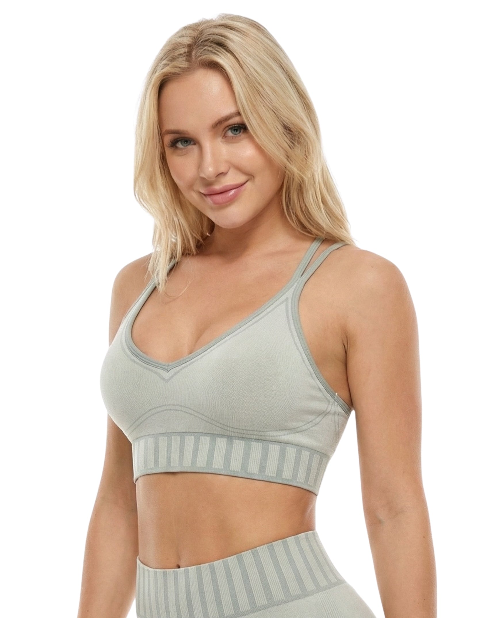 Conjunto con diseño de bloques legging sin push up + top