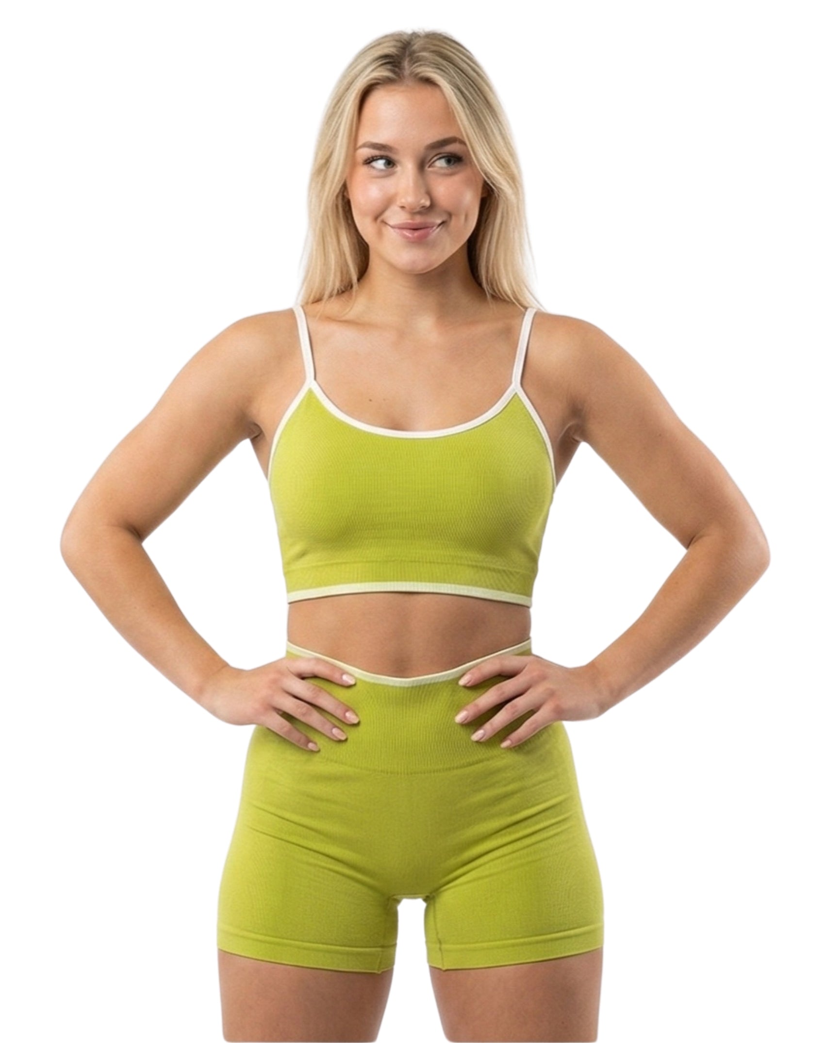 Set deportivo de 4 piezas legging + top + short corto + torera manga larga