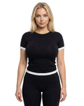 Blusa manga corta con bies blanco