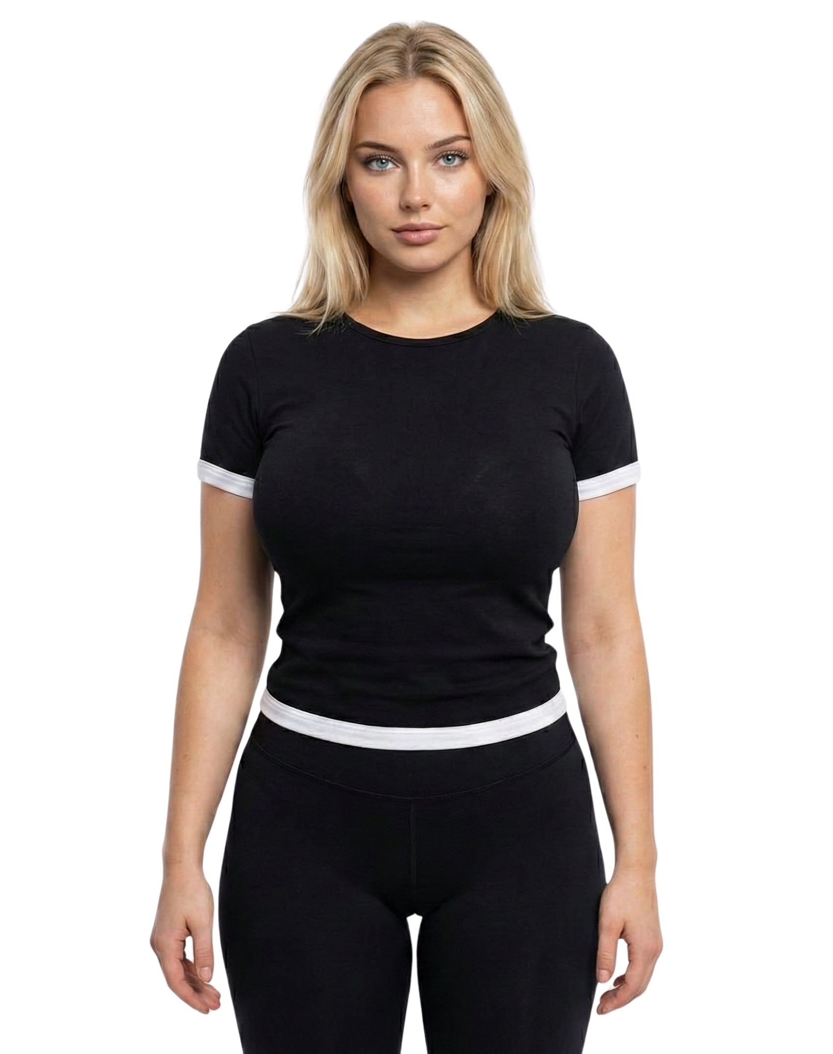 Blusa manga corta con bies blanco