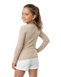 Blusa manga larga cuello redondo de niña