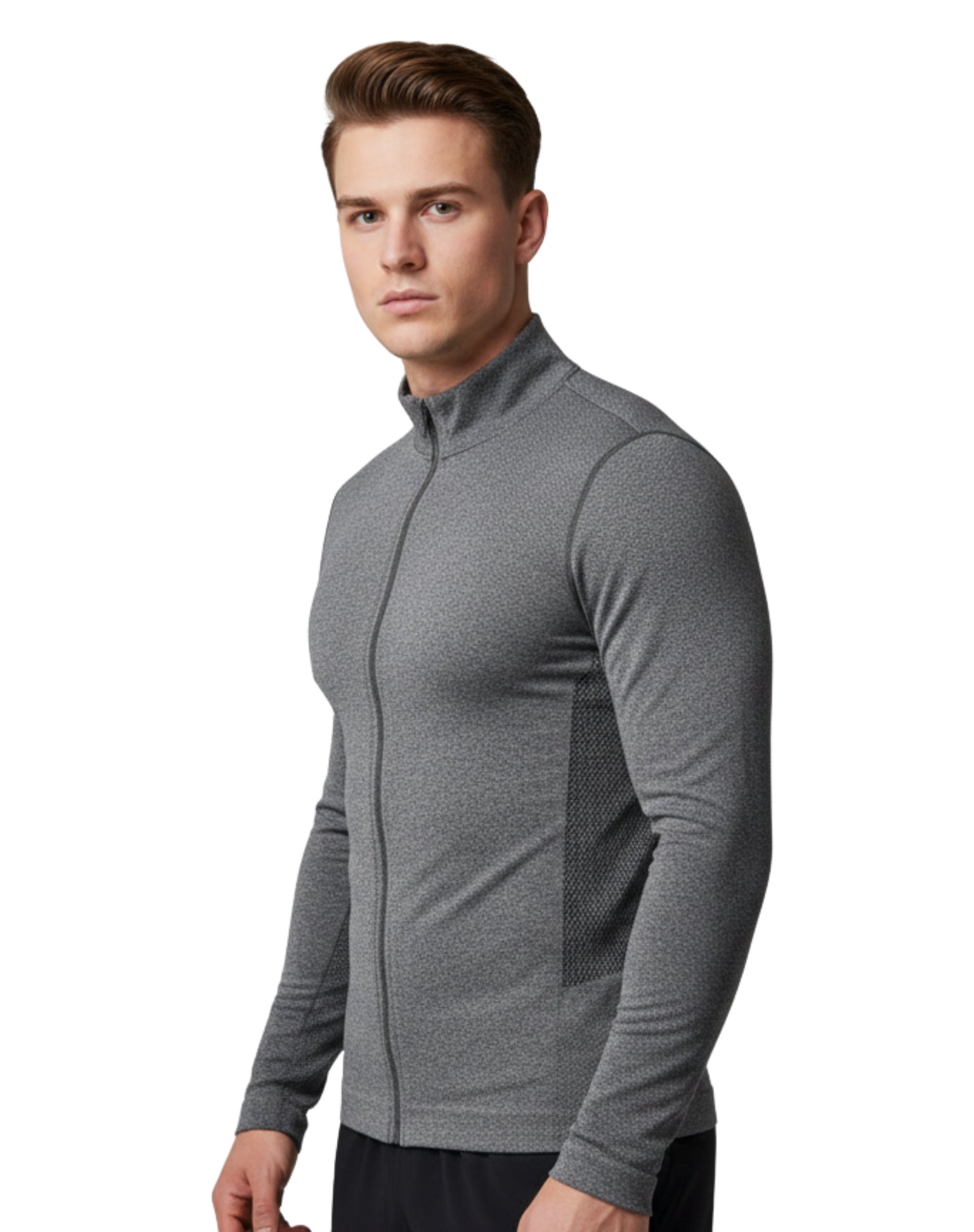 Chamarra deportiva cuello alto manga larga para hombre