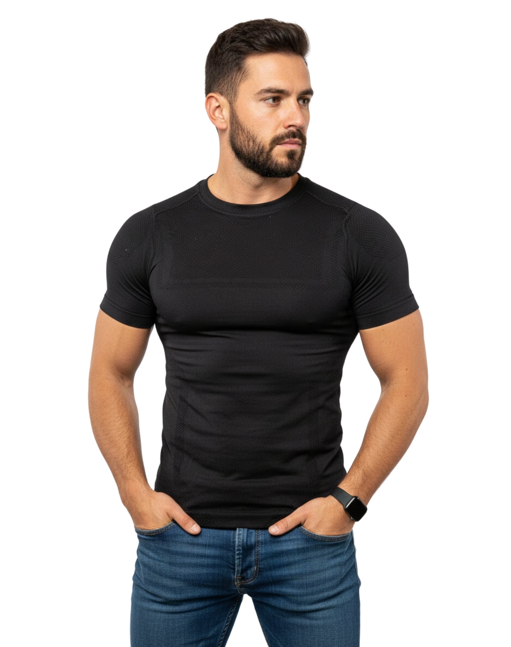 Playera tipo faja manga corta con diseño de puntos para hombre