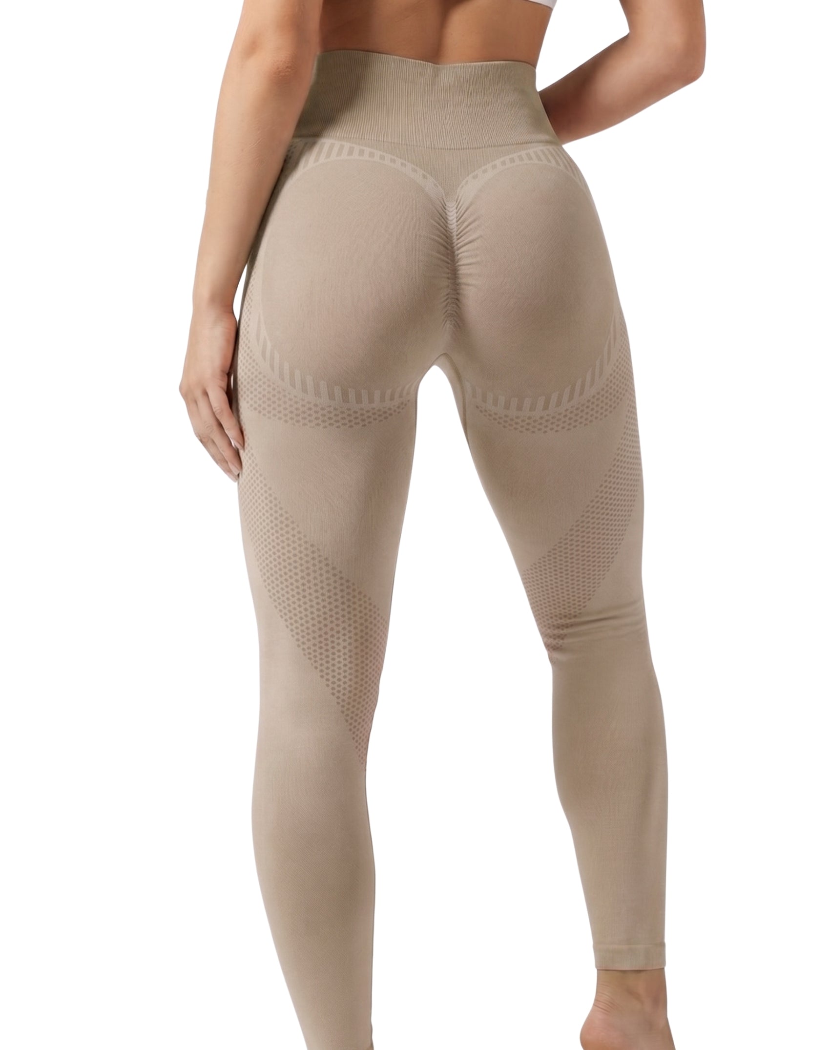 Conjunto deportivo con diseño de líneas y puntos legging + top