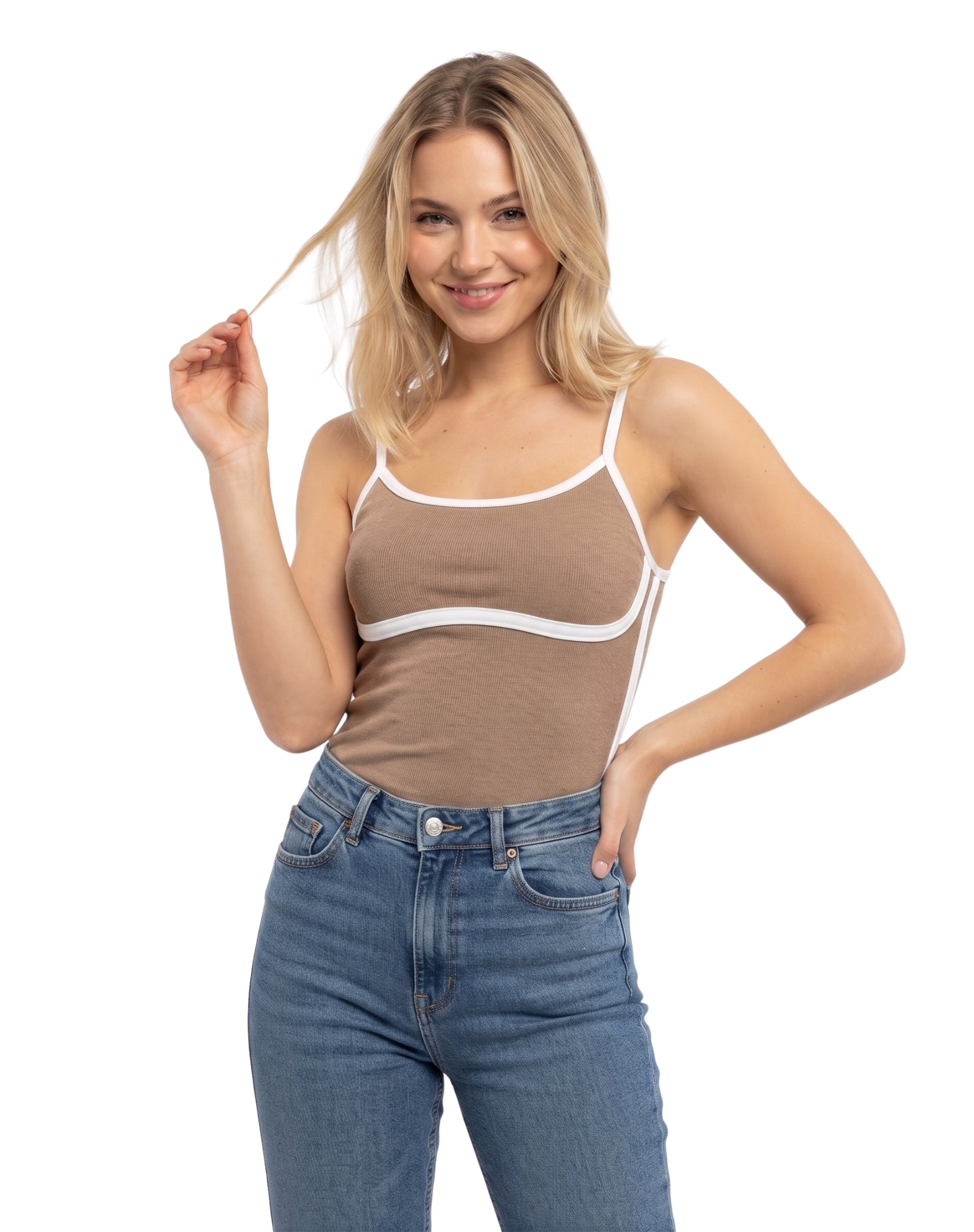 Blusa de tirantes con bies en costado y pecho